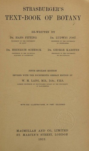 Cover for Strasburger's Text-Book of Botany