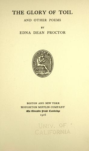 Cover for The glory of toil