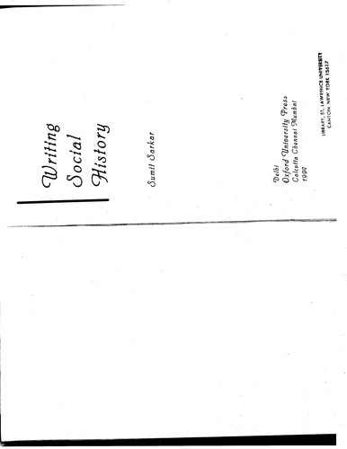 Cover for Writing Social History