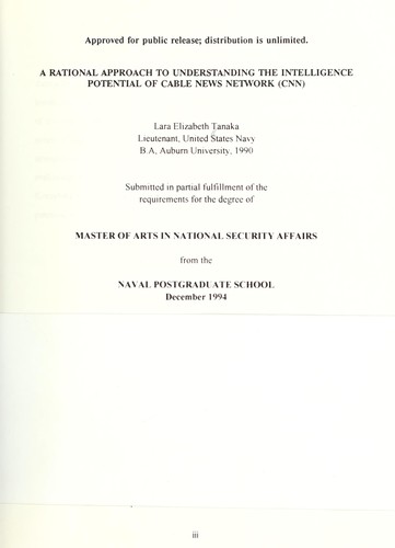 Cover for A rational approach to understanding the intelligence potential of Cable News Network (CNN)