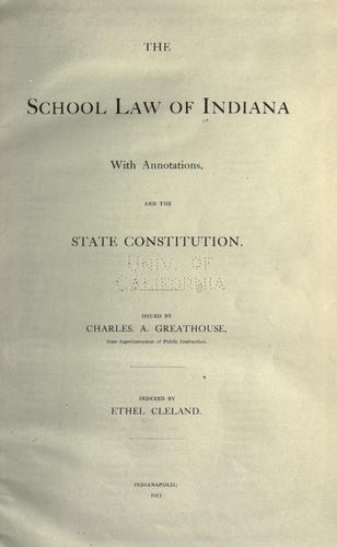 Cover for The school law of Indiana