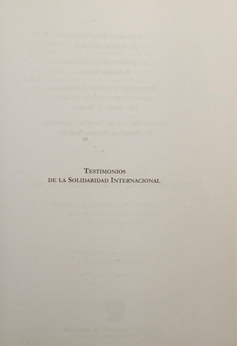 Cover for Testimonios de la solidaridad internacional