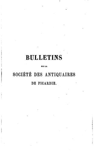 Cover for Bulletins de la Société des antiquaires de Picardie