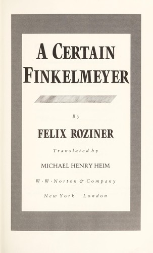 Cover for A certain Finkelmeyer