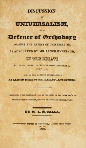 Cover for Discussion of universalism