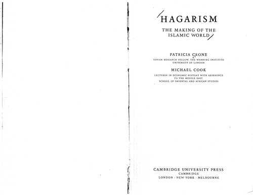 Cover for Hagarism:The Making of the Islamic World