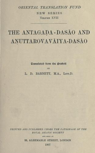 Cover for The Antaga©øda-das©Æao and A©ønuttarovav©Æaiyadas©Æao