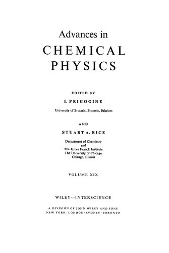 Cover for Advances in Chemical Physics