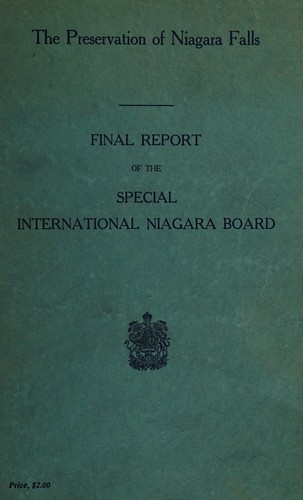 Cover for The preservation of Niagara Falls; final report