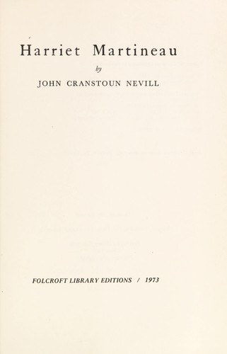 Cover for Harriet Martineau.