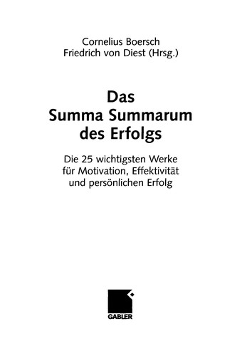 Cover for Das Summa Summarum des Erfolgs