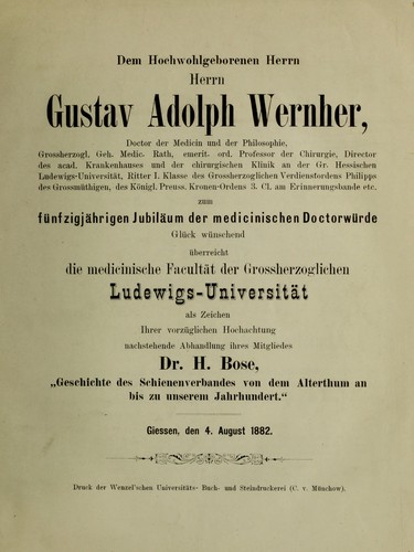 Cover for Geschichte des Schienenverbandes von dem Alterthum an bis zu unserem Jahrhundert