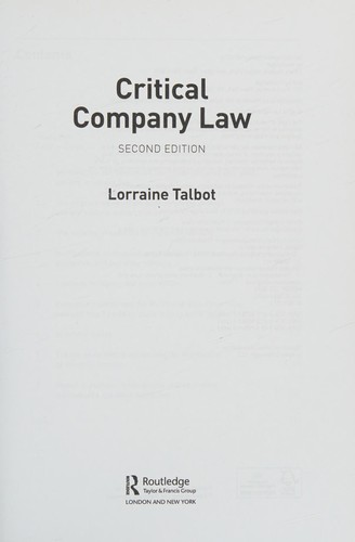 Cover for Critical Company Law