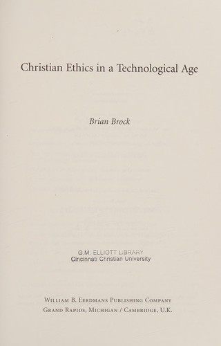 Cover for Christian ethics in a technological age
