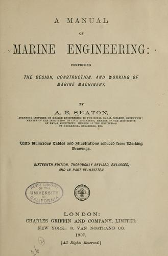 Cover for A manual of marine engineering