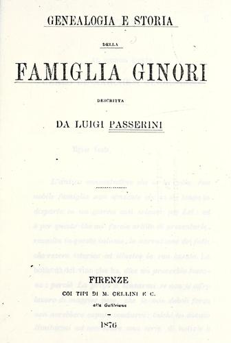 Cover for Genealogia e storia della famiglia Ginori