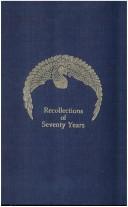 Cover for Recollections of seventy years