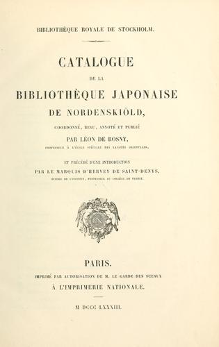 Cover for Catalogue de la bibliothèque japonaise de Nordenskiöld.