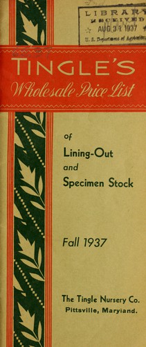 Cover for Tingle's wholesale pricelist of lining-out and specimen stock fall 1937