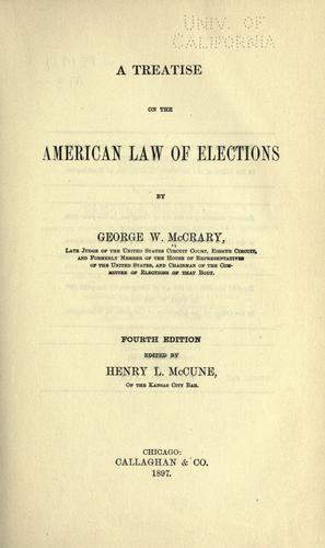 Cover for A treatise on the American law of elections