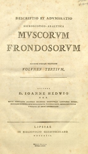 Cover for Descriptio et adumbratio microscopico-analytica muscorum frondosorum