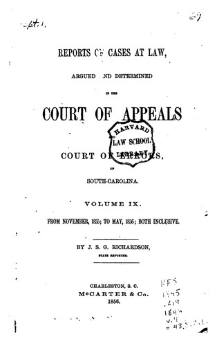 Cover for Reports of Cases at Law Argued and Determined in the Court of Appeals and ...