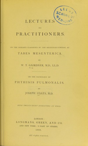Cover for On the diseases classified by the Registrar-General as Tabes Mesenterica