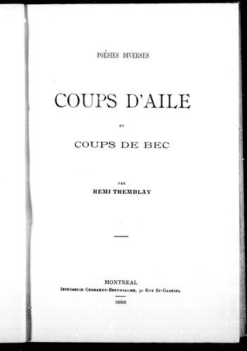 Cover for Coups d'aile et coups de bec