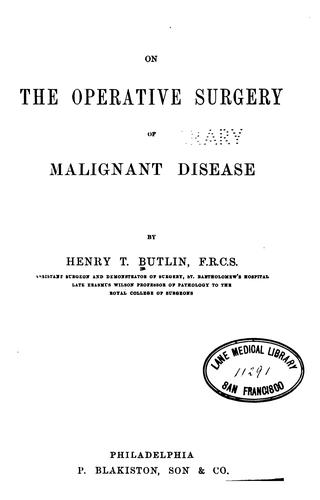 Cover for On the Operative Surgery of Malignant Disease