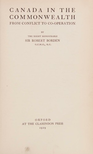 Cover for Canada in the commonwealth, from conflict to co-operation