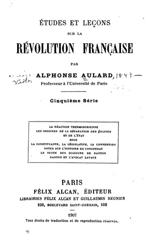 Cover for Études et leçons sur la révolution française