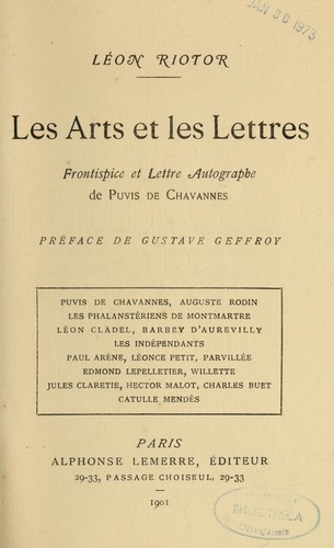 Cover for Les arts et les lettres