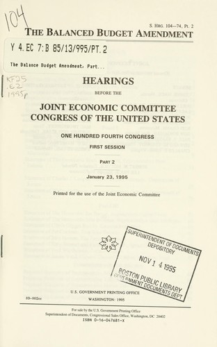 Cover for The Balanced Budget Amendment