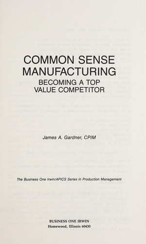 Cover for Common sense manufacturing
