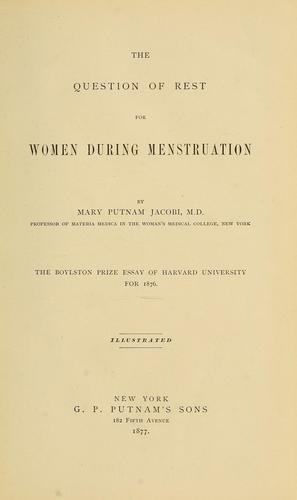 Cover for The question of rest for women during menstruation
