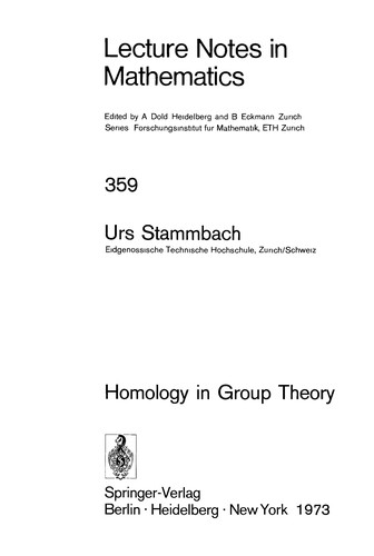 Cover for Homology in group theory