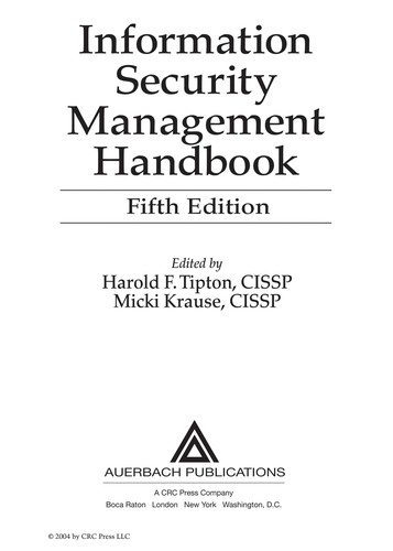 Cover for Information security management handbook