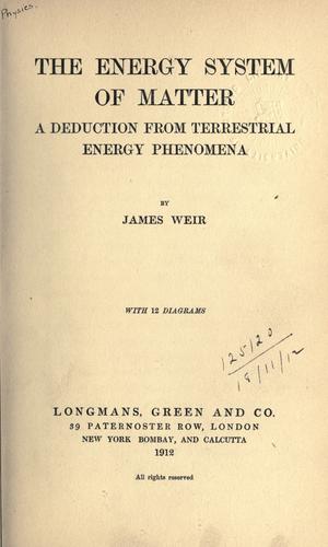 Cover for The energy system of matter