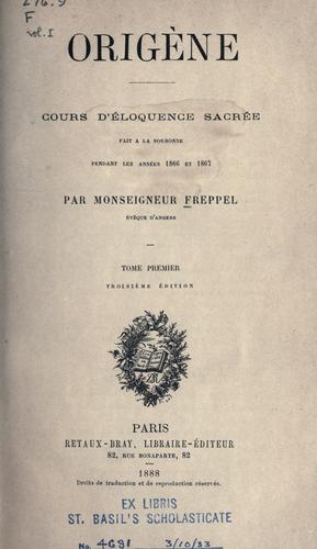 Cover for Origène