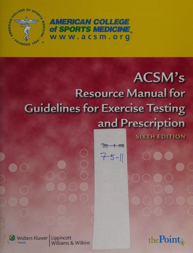 Cover for ACSM's resource manual for guidelines for exercise testing and prescription