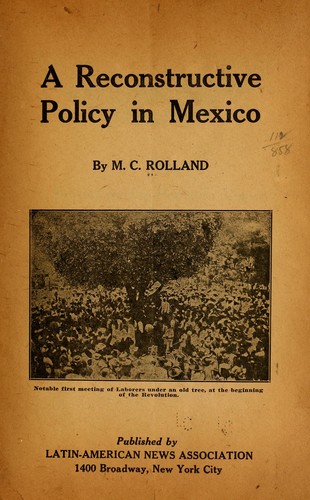 Cover for A reconstructive policy in Mexico