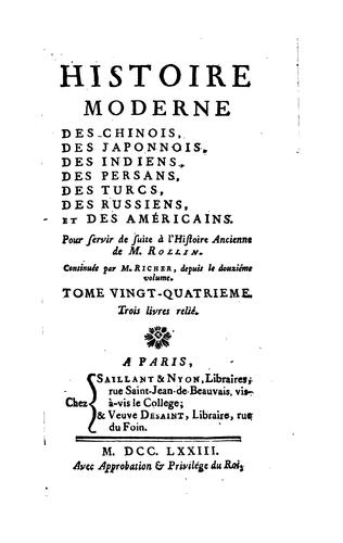 Cover for Histoire moderne des chinois, des japonnois, des indiens, des persans, des turcs, des russiens ...