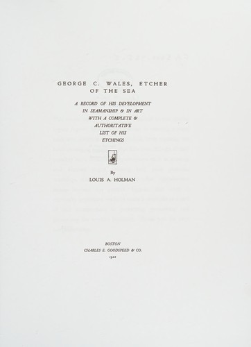 Cover for George C Wales, Etcher of the Se