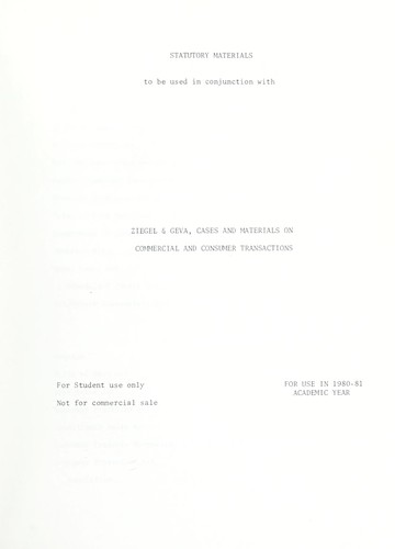 Cover for Cases, notes, and materials on commercial and consumer transactions