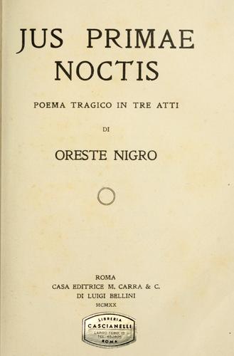 Cover for Jus primae noctis