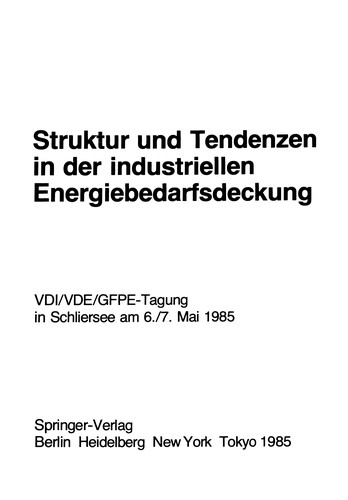 Cover for Struktur und Tendenzen in der industriellen Energiebedarfsdeckung