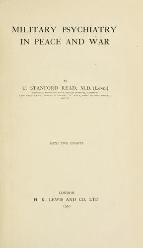 Cover for Military psychiatry in peace and war