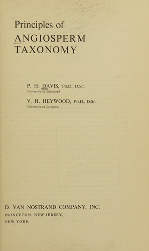 Cover for Principles of angiosperm taxonomy