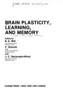 Cover for Brain Plasticity Learn Memory (Advances in Behavioral Biology)