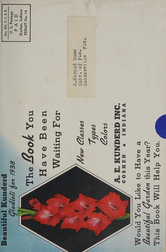 Cover for Beautiful Kunderd gladioli for 1938